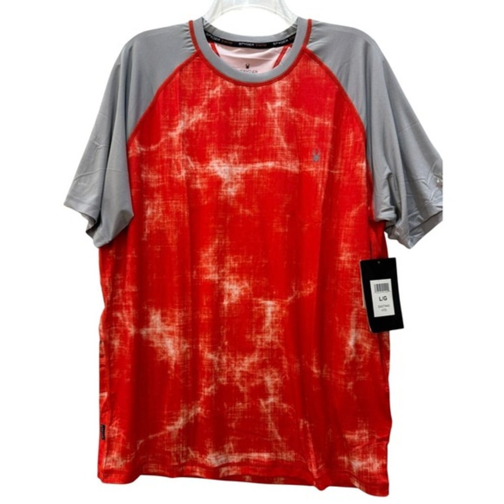 Spyder Rash Guard Sun Protection Short Sleeve Red Men's Large NWT‎